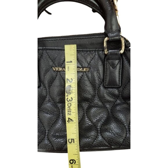 Vera Bradley Black Quilted Leather Mini Bag Crossbody Top Handle Chic Everyday - Picture 15 of 16